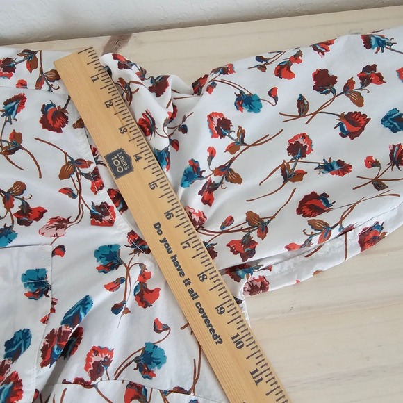 Lands End Womens 1X Floral Ombre Long Sleeve Cotton Button Down Shirt - Picture 14 of 16